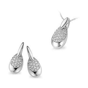 Orphelia WoMens 925 Sterling Silver Set: Chain-Pendant + Earrings – SET-5141 – One Size