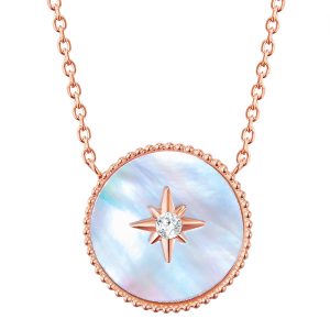 Valero Pearls Womens Female Stainless steel Necklace – Rose Gold – Size 40cm