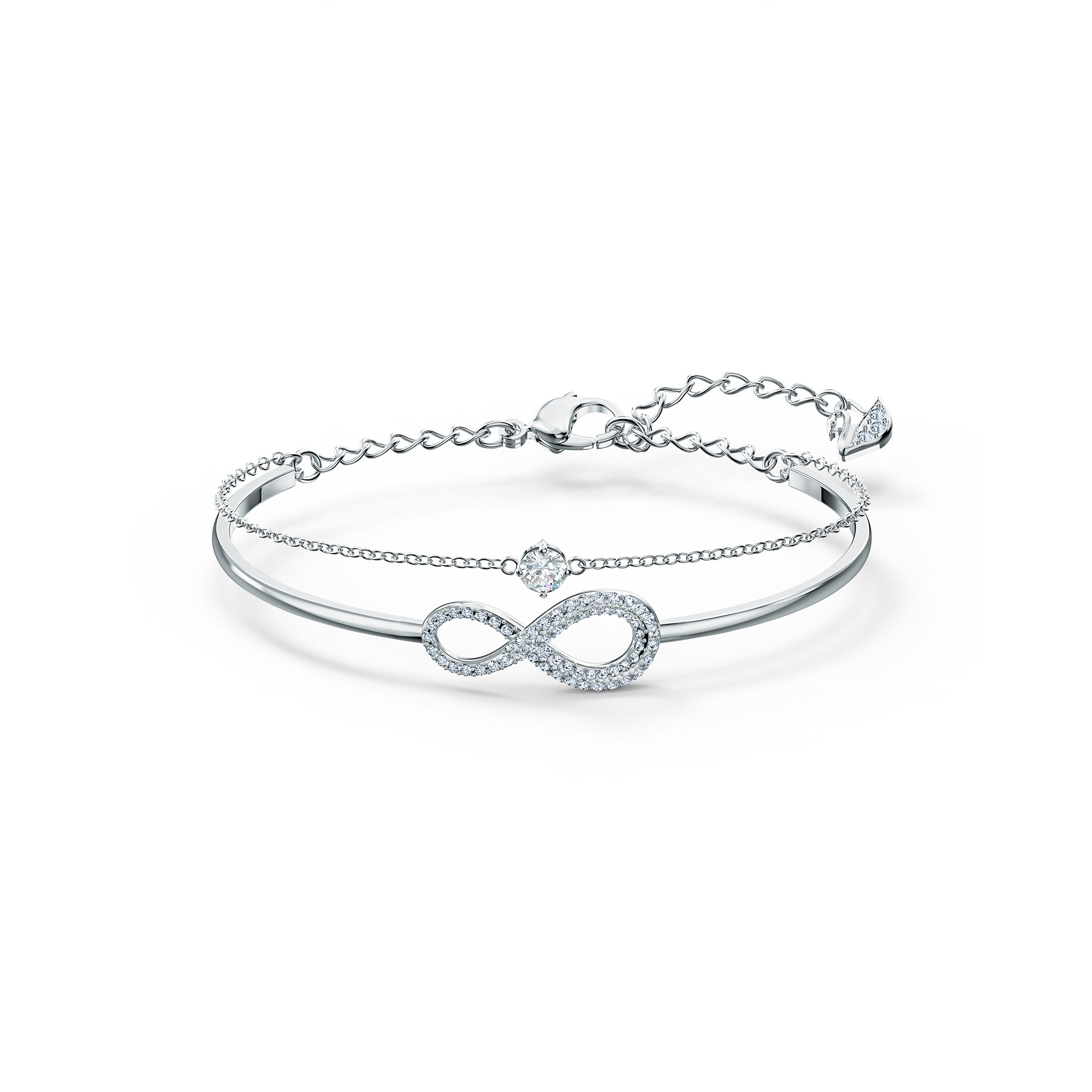 Swarovski Rhodium Plated Infinity White Cubic Zirconia Bangle 5520584