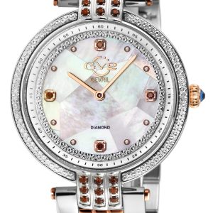 Gv2 WoMens Matera 12810B Swiss Quartz Diamond White MOP Dial Watch – Silver & Gold – One Measurement