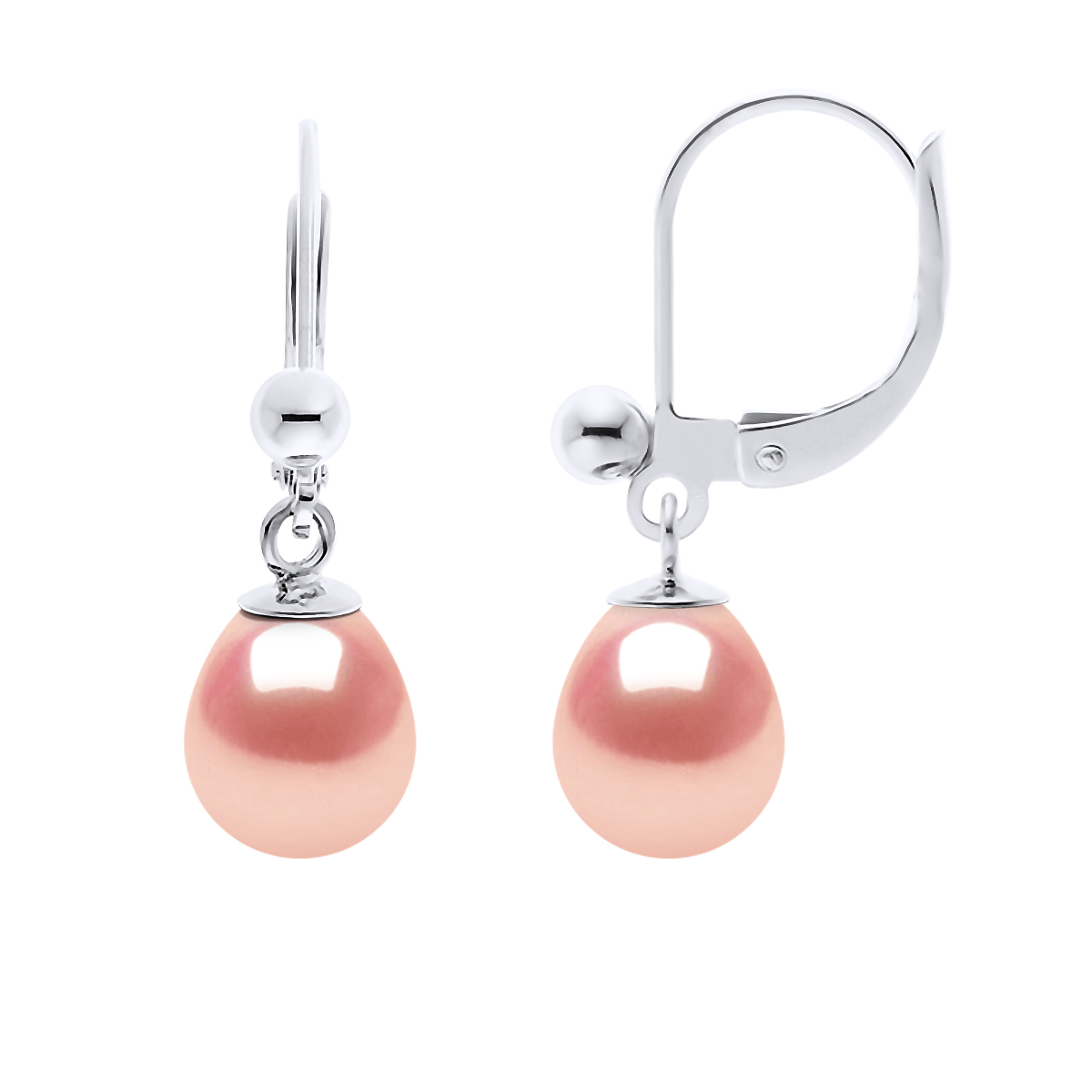 Diadema Womens - Earrings Silver and Real Freshwater Pearls - Pink - One Size
