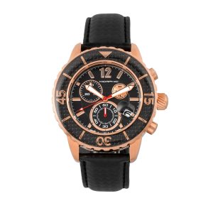 Morphic Mens M51 Series Chronograph Leather-Band Watch w/Date – Rose Gold Stainless Steel – One Size