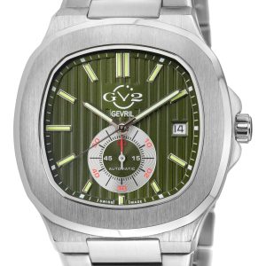Gv2 Mens Potente Silver/Olive Dial Swiss Automatic ETA 2895 Watch Stainless Steel – One Size