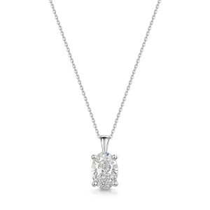 Platinum Lab Grown 1.50ct Oval Diamond Solitaiire Pendant