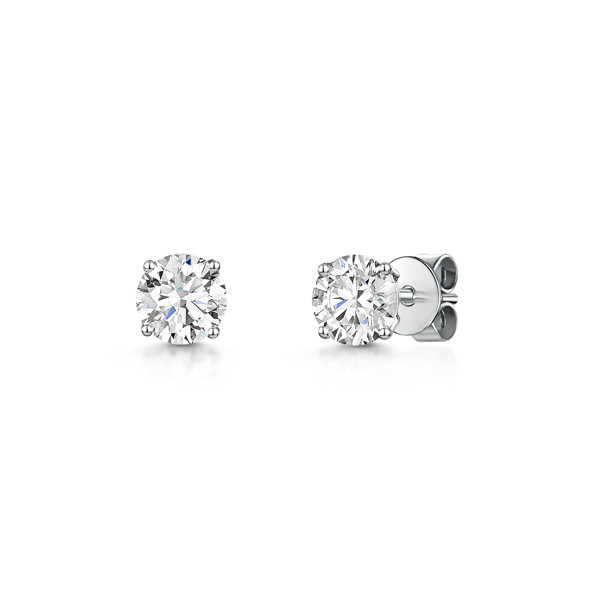 Platinum Lab Grown 1.00ct Spherical Sensible Diamond Solitaire Earrings
