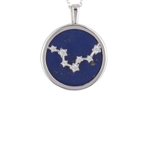 Latelita Womens Zodiac Lapis Lazuli Gemstone Star Constellation Pendant Necklace Silver Pisces – Blue Sterling Silver – One Size