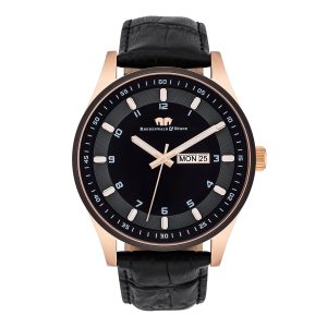 Rhodenwald & Söhne Mens Male Quartz Rose Gold Authentic Leather-based Black Watch Stainless Metal – One Dimension