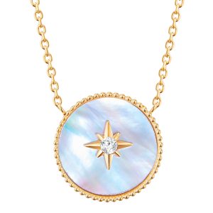 Valero Pearls Womens Necklace stainless-steel yellow gold mom of pearl preciosa white – Dimension 40cm