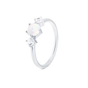 Argento Silver White Opal  Ring – Ring Size 52