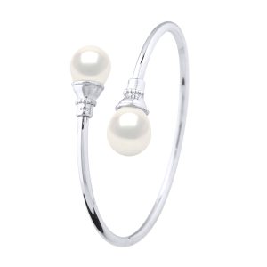 Diadema Womens YOU & ME Bracelet Freshwater Pearl 11-12 mm White 925 Silver – One Size
