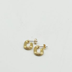 SVNX Womens Chunky Oval Half Hoop Earrings – Gold Brass (archived) – One Size