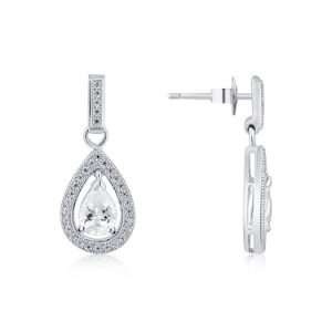 Argento Silver CZ Teardrop Earrings – 925 Silver