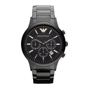 Emporio Armani Mens’ Chronograph Watch AR2453 – Black Steel – One Measurement