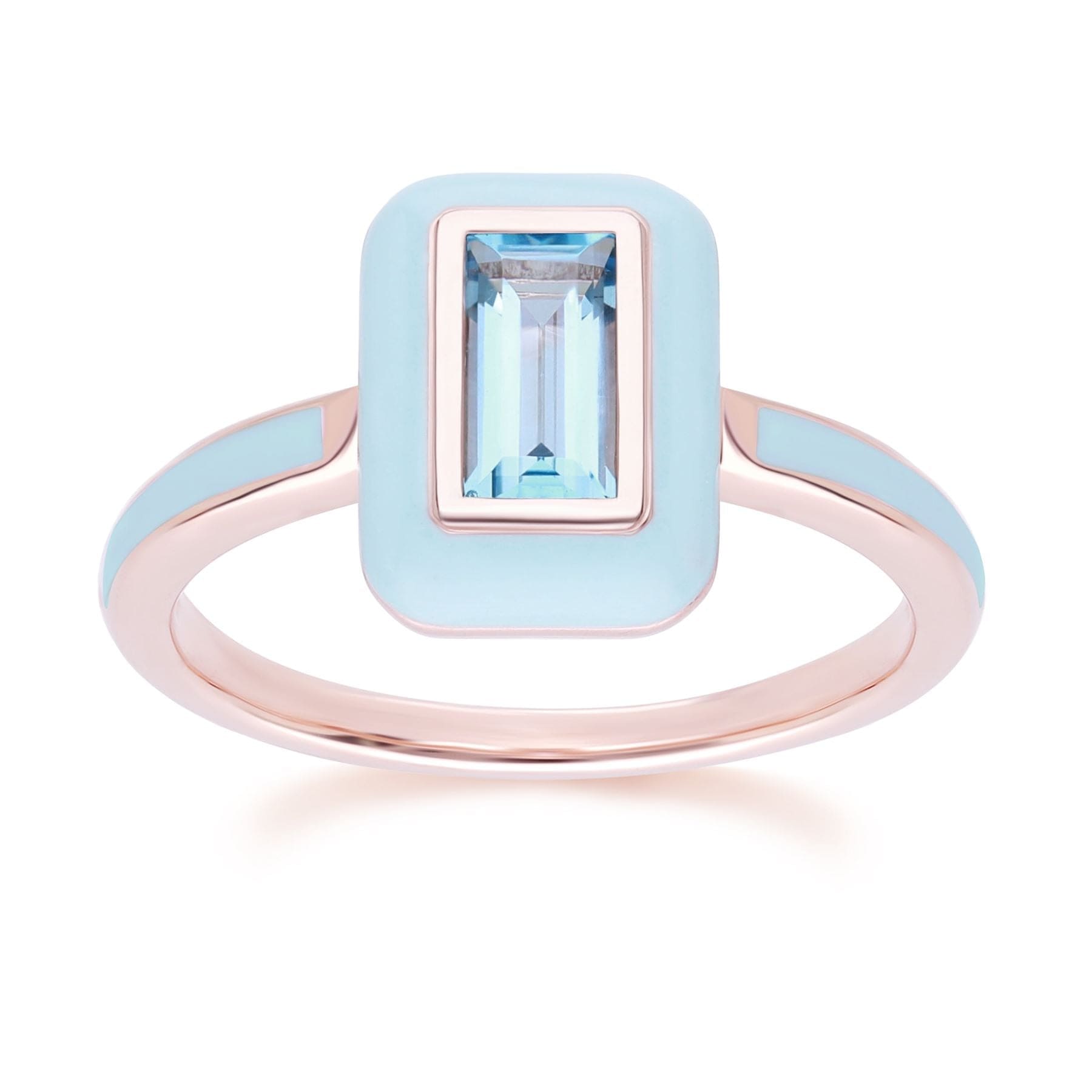 Siberian Waltz Blue Tooth & Swiss Blue Topaz Ring In 18ct Rose Gold Plated Sterling Silver