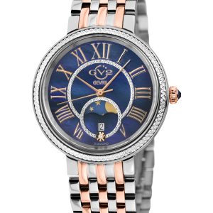 Gv2 WoMens Genoa Swiss Quartz Stainless Steel Blue MOP Dial, Two tone Watch – Silver & Gold – One Size