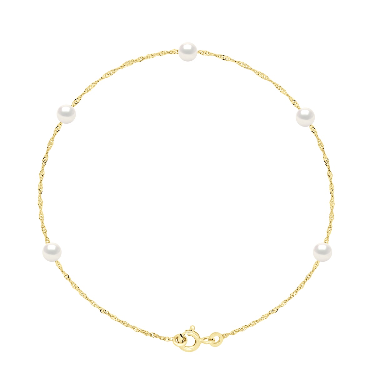 Ateliers Saint Germain Womens Bracelet - 5 Real Cultured Freshwater Pearls Round 4-5 mm - White Gold - One Size