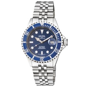 Gevril Mens Wall Side road 4851B Swiss Automated GMT, SW330 Motion Date Luminous Stainless Metal Watch – Silver – One Measurement