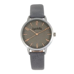 Sophie & Freda Womens and Vancouver Leather-based-Band Watch – Gray Stainless Metal – One Measurement