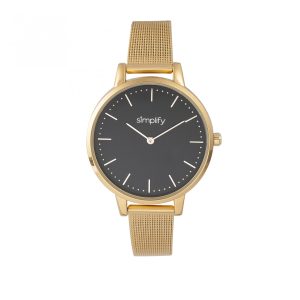 Simplify Unisex The 5800 Mesh Bracelet Watch – Gold Stainless Metal – One Measurement