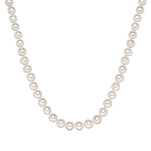 Valero Pearls Womens Feminine Recent Water Cultured Pearl(s) Necklace – White Sterling Silver – Measurement 50cm