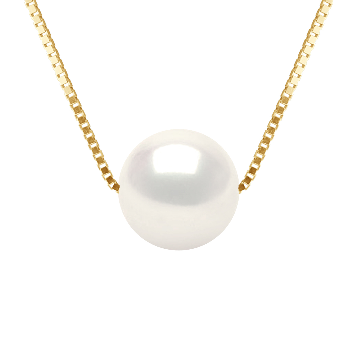 Diadema Womens - Necklace - Real Freshwater Pearls in Yellow Gold - White - One Size