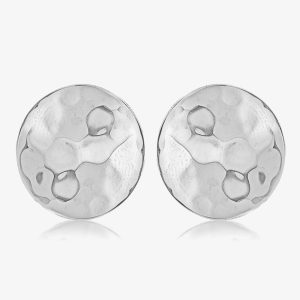Sterling Silver 10mm Hammered Disc Stud Earrings 8.55.5229