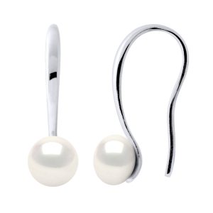 Diadema Womens – Earrings  Real Freshwater Pearls – White Silver – One Size