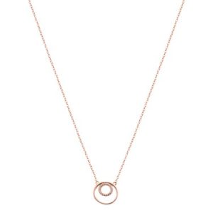 Argento Rose Gold Double Crystal Open Circle Necklace – 45cm