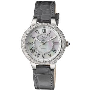 Gevril GV2 Astor II 9140-L9 Swiss Quartz WoMens MOP Dial Grey Leather Diamond Watch – One Size