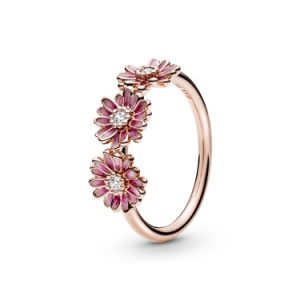 Pandora Crimson Daisy Flower Trio Ring – Ring Dimension 50