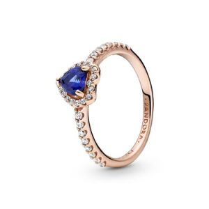 Pandora Rose Gold Glowing Blue Increased Center Ring – 54