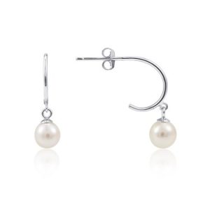 Argento Silver Pearl Hoop Drop Earrings