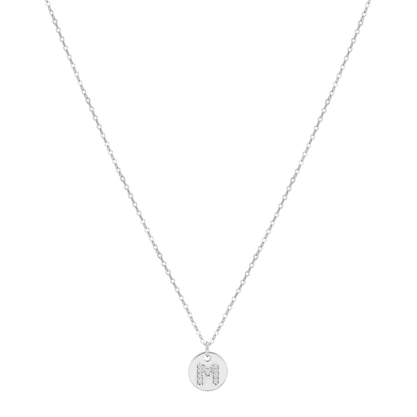 Argento Silver Preliminary Tag Necklace - Letter M