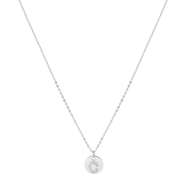 Argento Silver Preliminary Tag Necklace - Letter C