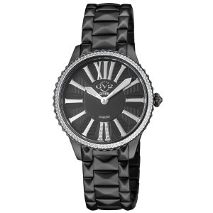 Gv2 Siena Swiss Quartz Diamonds WoMens Black Dial Watch Stainless Steel – One Size
