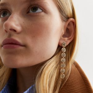 Gold Overwhelmed Disc Drop Earrings New Glance