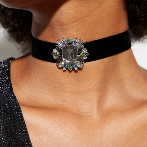 Black Velvet Gem Pendant Huge Choker New Glance