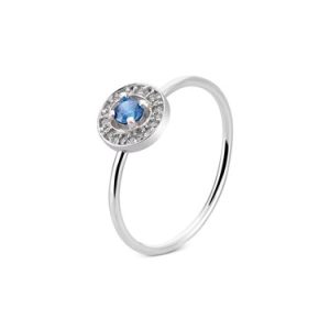 Argento Silver September Birthstone Halo Adjustable Ring - Adjustable