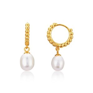 Argento Gold Bubble Pearl Hoop Earrings – Gold