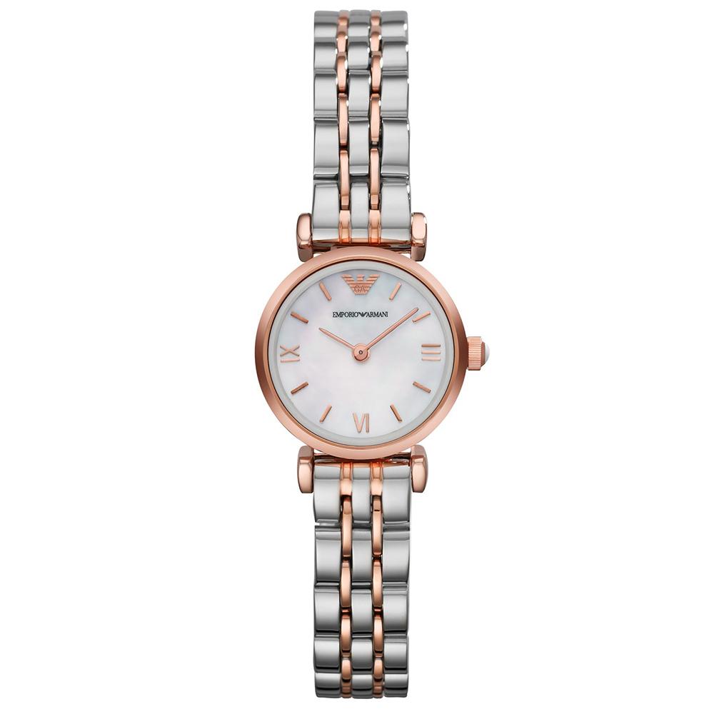 Armani Womens Ladies AR1689 Watch - Silver & Rose Gold Stainless Steel - One Size