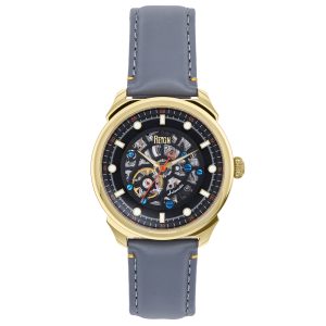 Reign Mens Weston Computerized Skeletonized Leather-based-Band Watch – Gray Stainless Metal – One Dimension