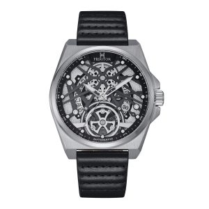 Heritor Automatic Mens Romero Leather-Band Watch – Black & Silver Stainless Steel – One Size