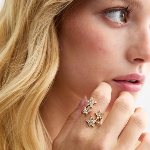 Gold Tone Celebrity Diamanté Wraparound Ring New Glance