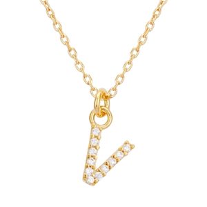 Argento Recycled Gold Letter Crystal Necklace – Letter V