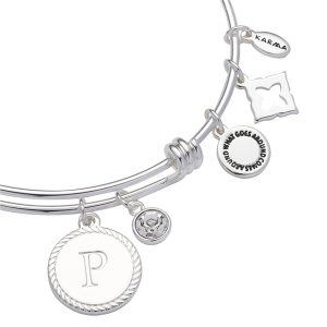 Karma Silver Letter Coin Bangle – Letter P
