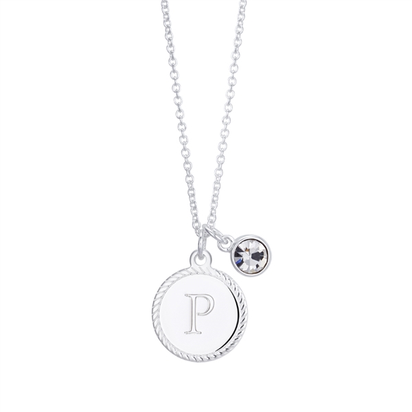 Karma Silver Letter Coin Necklace - Letter P