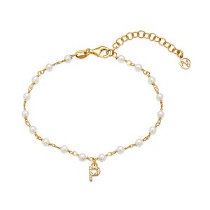 Argento Gold Letter Pearl Bracelet – P