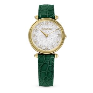 Swarovski Crystalline Marvel Inexperienced Leather-based Gold-Tone Watch