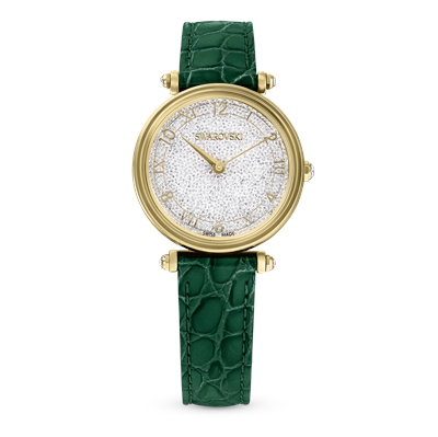 Swarovski Crystalline Marvel Inexperienced Leather-based Gold-Tone Watch
