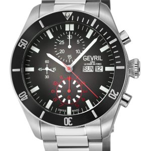 Gevril Mens Yorkville Chronograph 48620B Swiss Automatic ETA 7750 Watch – Silver – One Size